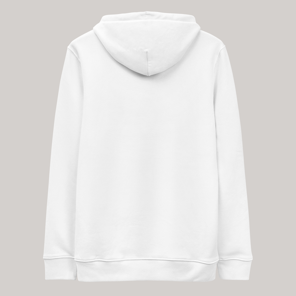 back side of plain white hoodie 980 aeterius luxury streetwear 