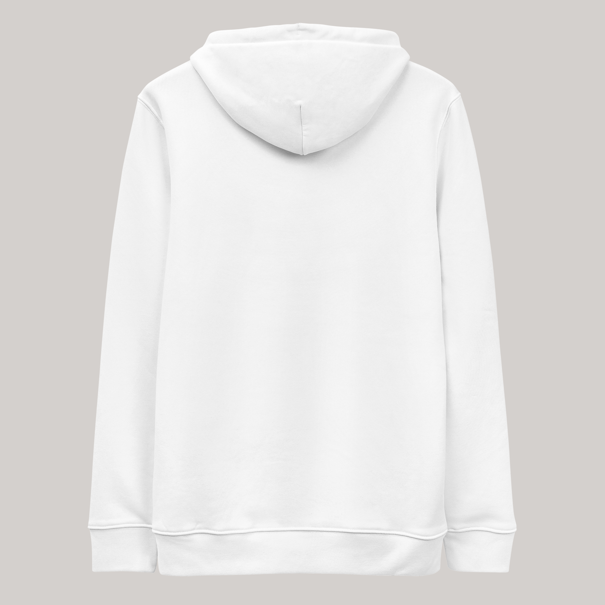 back side of plain white hoodie 980 aeterius luxury streetwear 