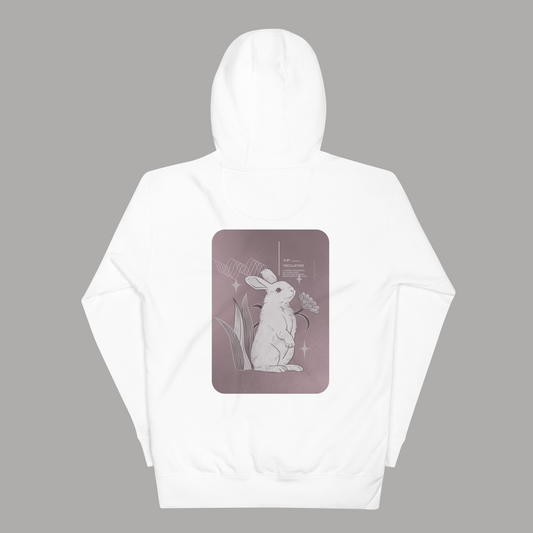 AETERIUS streetwear white hoodie graphic sweatshirt bunny rabbit design print streetwear cool prints