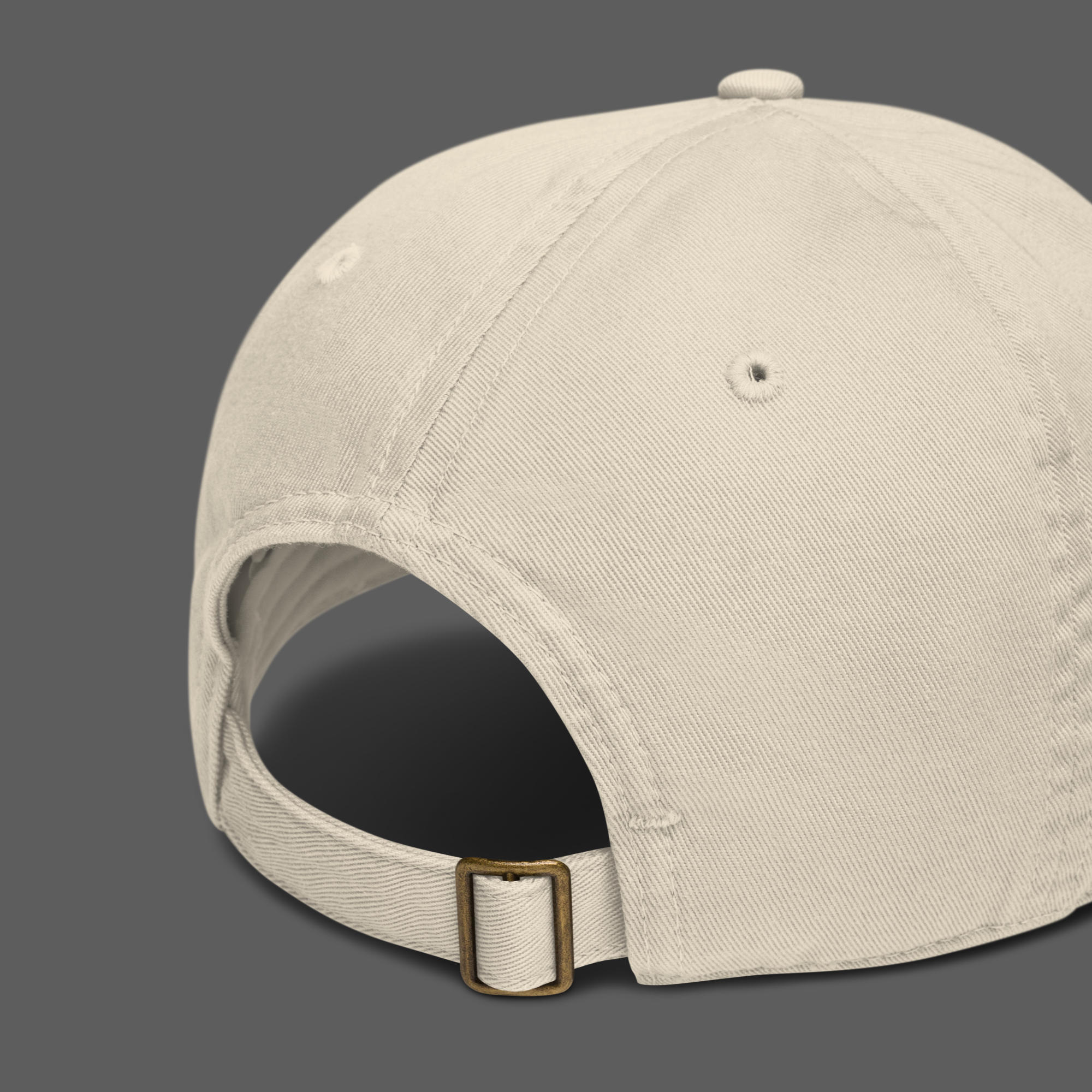 back side of ultramind beige dad cap baseball hat streetwear