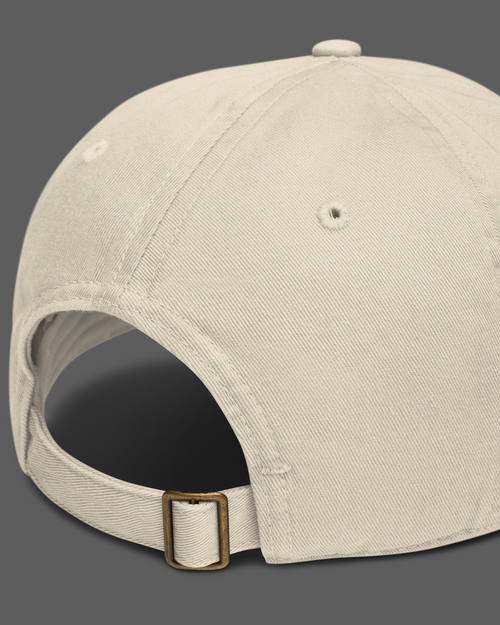 back side of ultramind beige dad cap baseball hat streetwear