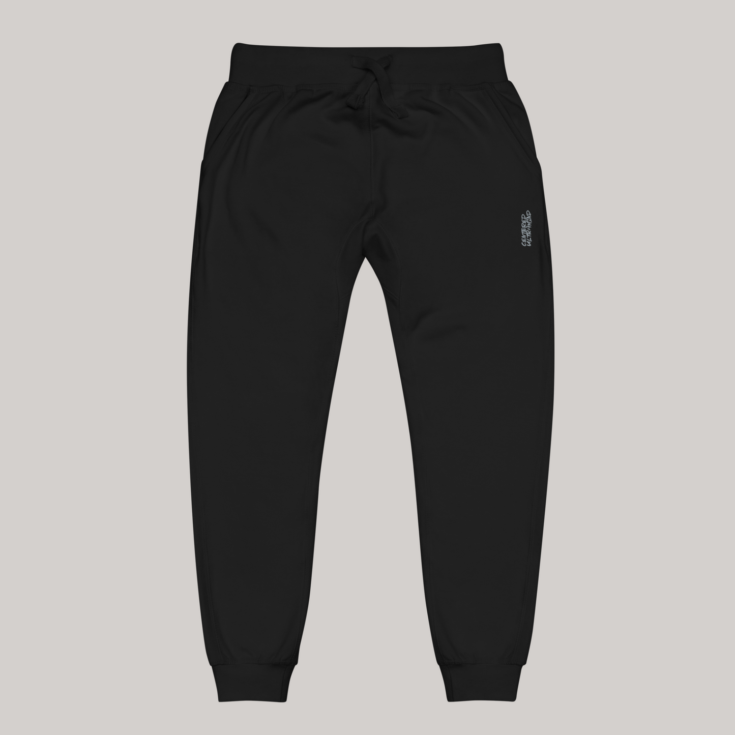 aeterius streetwear black joggers sweatpants centered ultramind embroidery 