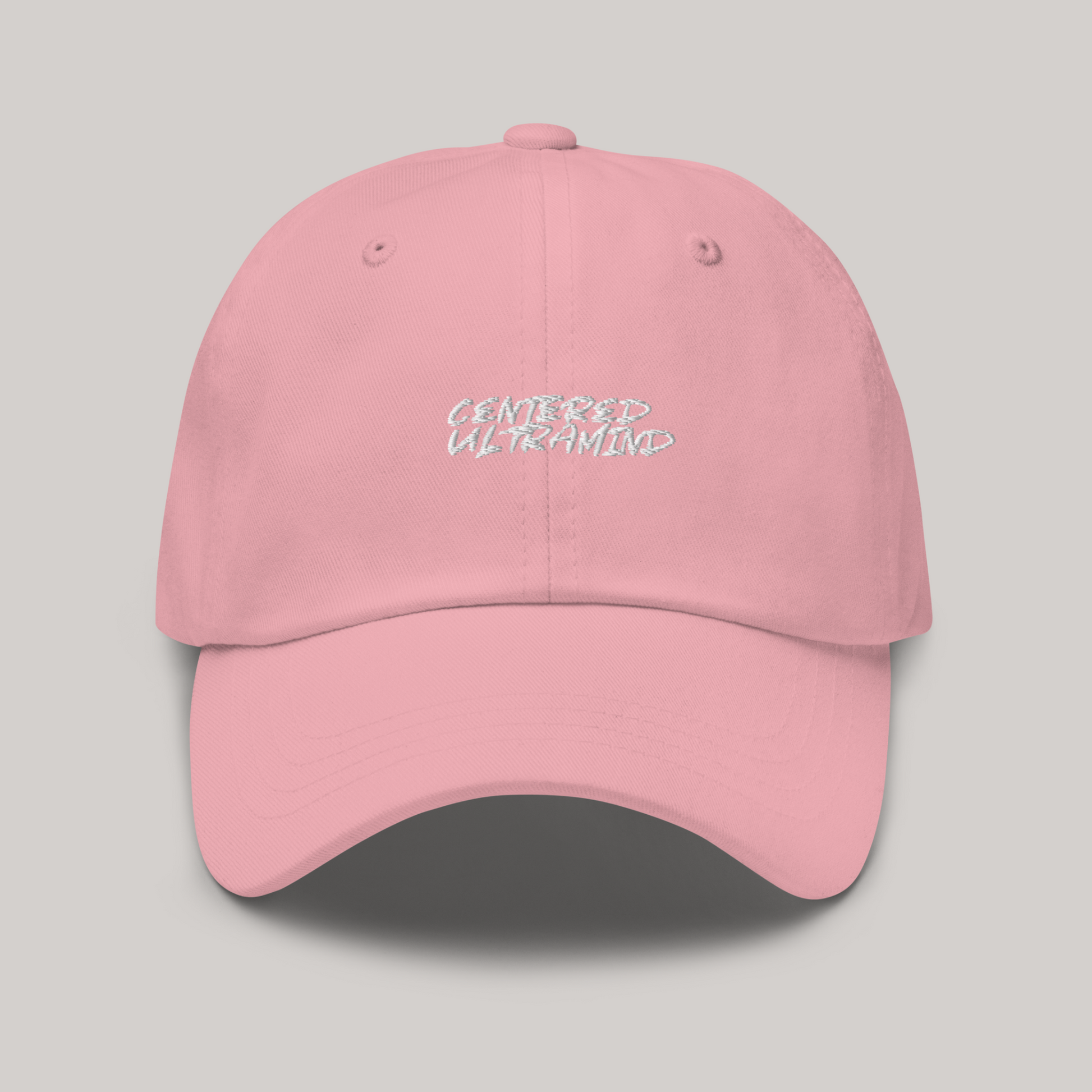 front view of centered ultramind aeterius pink dad cap hat embroidered streetwear headwear