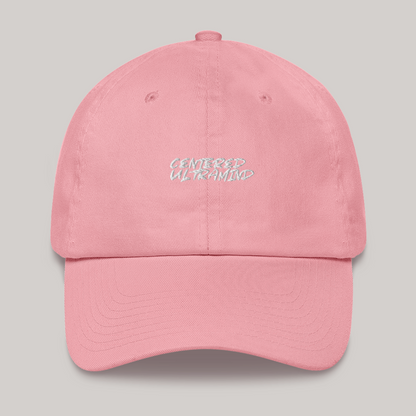 front view centered ultramind aeterius pink dad cap hat embroidered streetwear luxury accessory