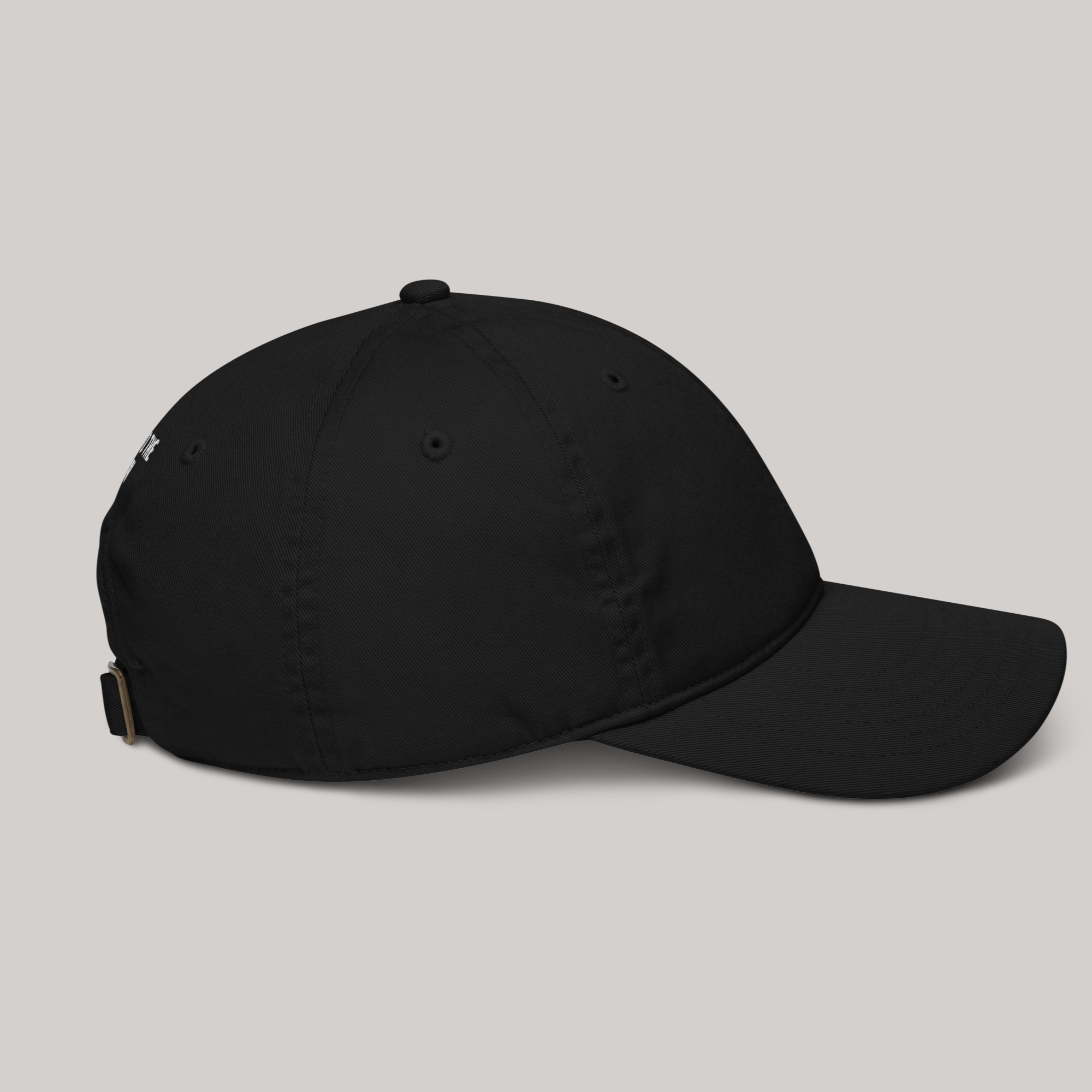 side of black dad cap hat baseball headwear aeterius luxury streetwear accessory