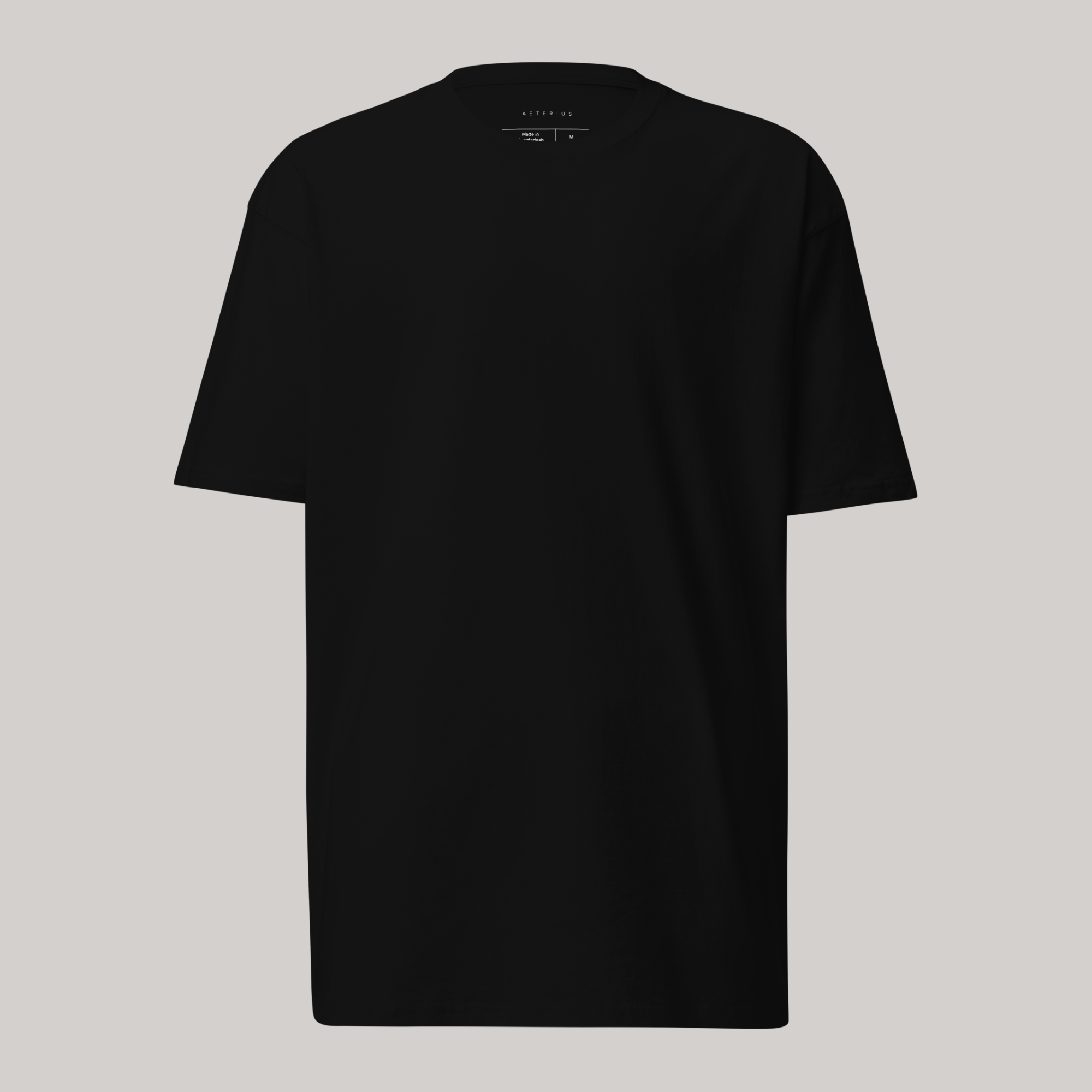 oversized black t-shirt front full black by AETERIUS brand: 100% combed ring-spun cotton