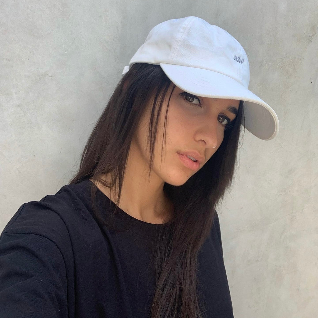 AETERIUS streetwear white cap dad hat girl wearing streetwear hat 