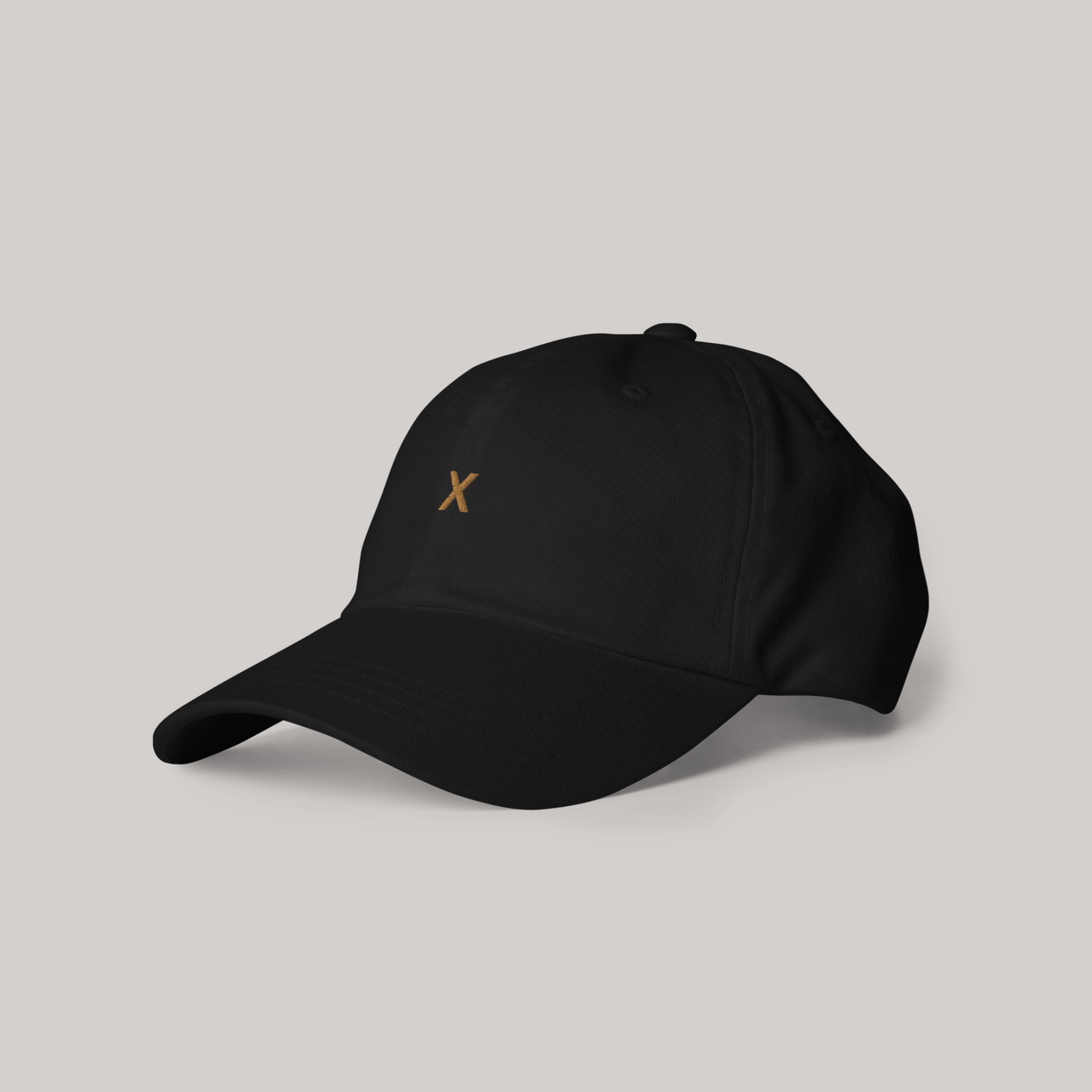 The X Gold Cap Dad Hat AETERIUS WEAR Luxury Streetwear front side