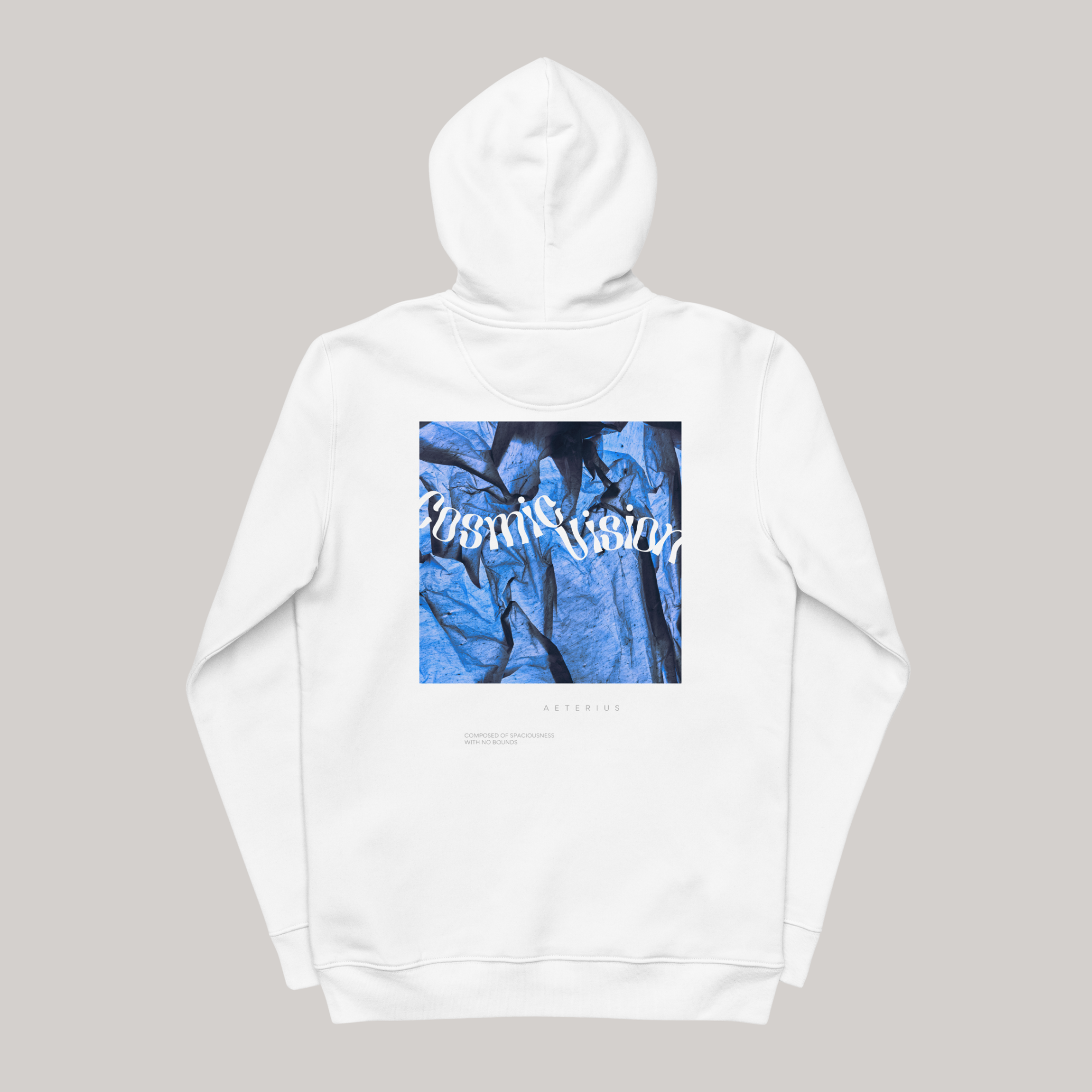 cosmic vision white hoodie sweatshirt graphic hoodie aeterius luxury streetwear urban