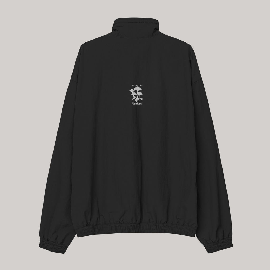 aeterius streetwear black jacket oversized vintage shroom embroidered 