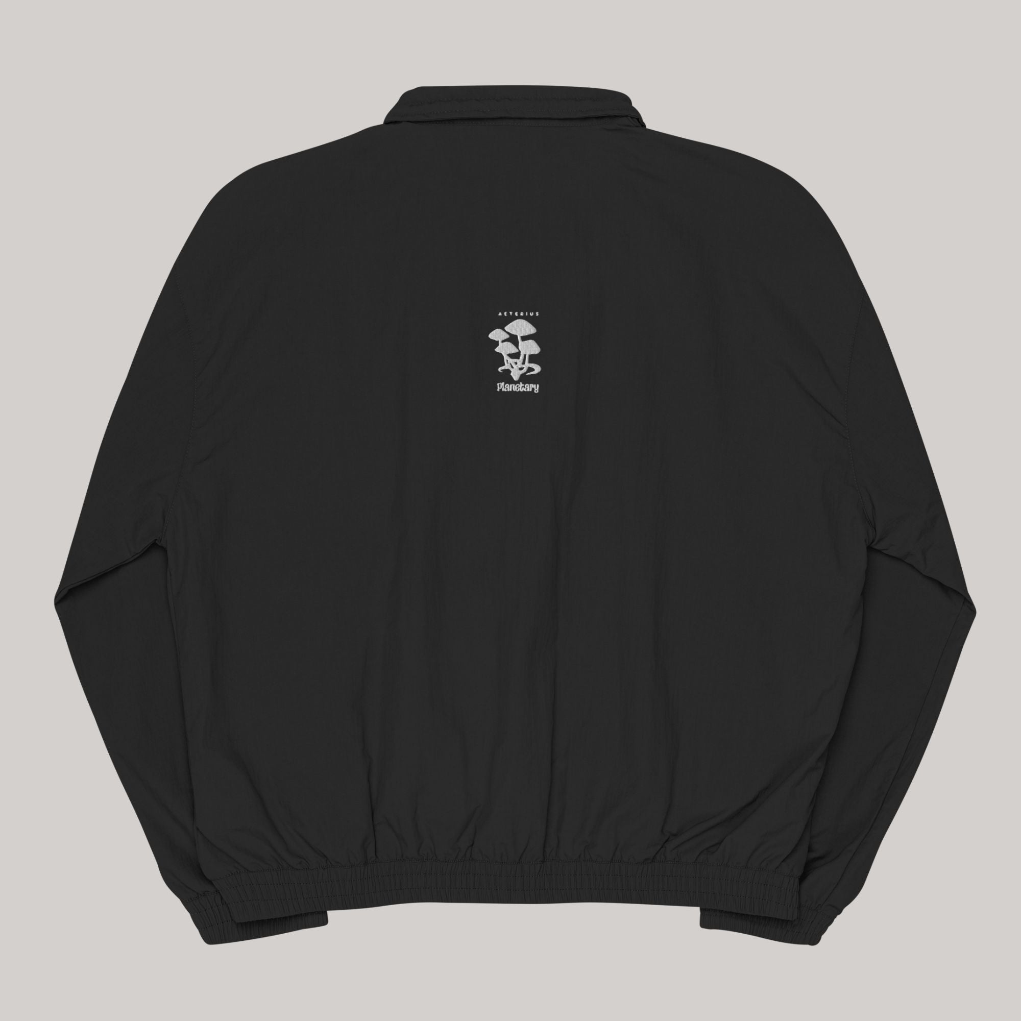 tracksuit black jacket oversized vintage retro embroidery patch aeterius streetwear