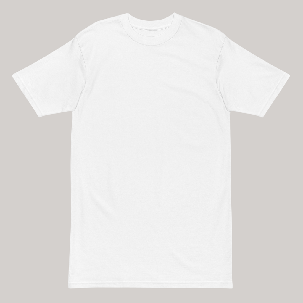 front side of white t-shirt with round neck collar, crew with short sleeves 