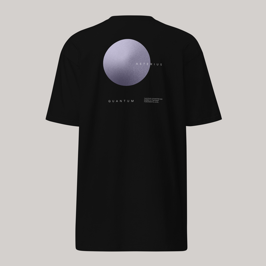 black t-shirt back design quantum aeterius luxury streetwear urban clothing sphere modern aesthetic fashion