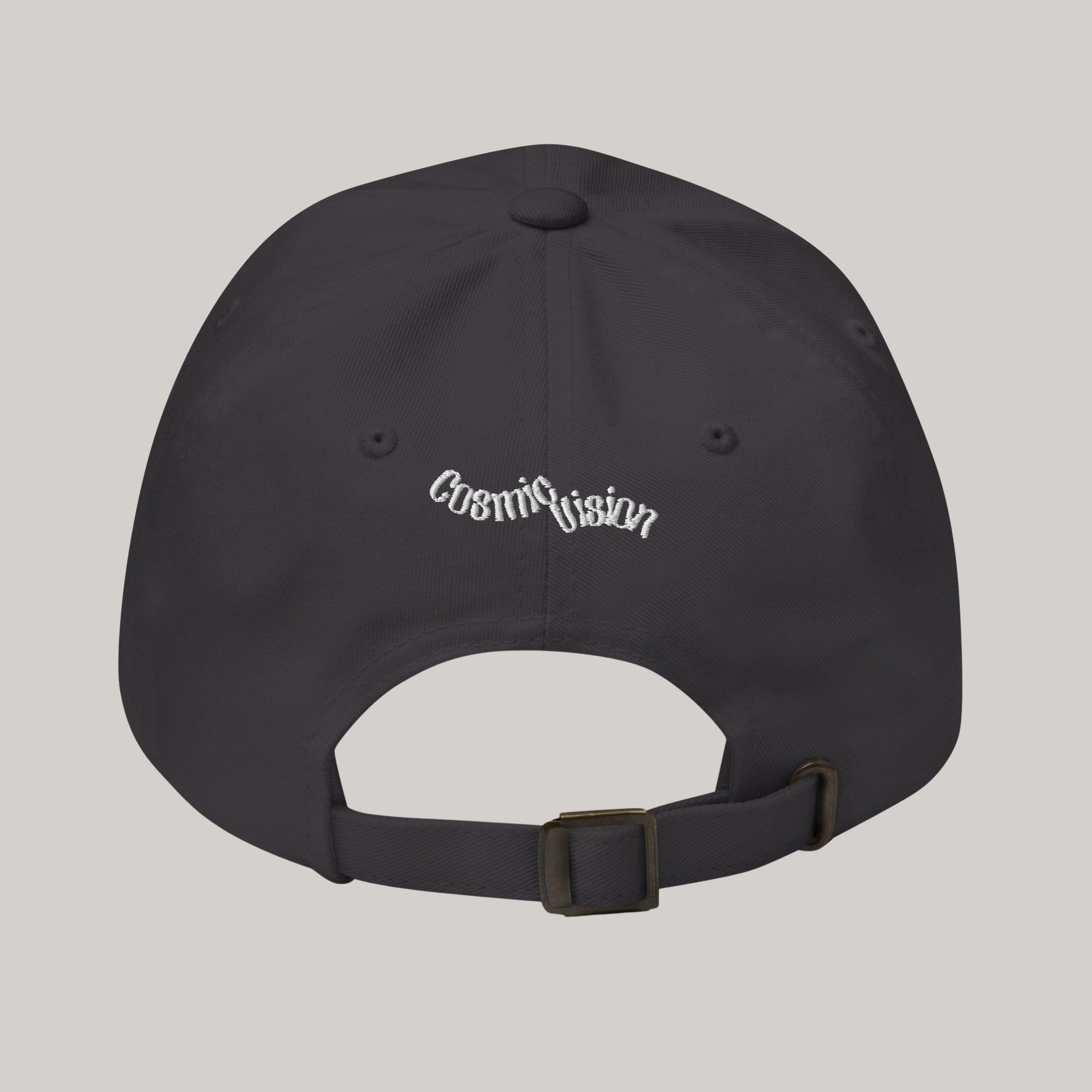 basic baseball cap dark grey back side embroidery 'cosmic vision' adjustable head size space collection product