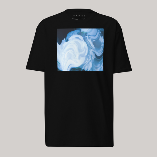 Black and blue graphic tee, streetwear tshirt, AETERIUS, roselight